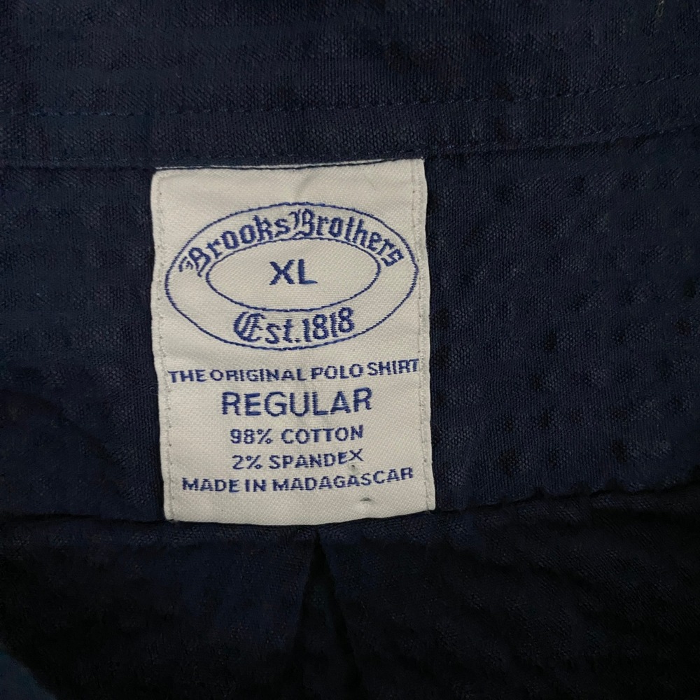 Brooks Brothers Button Down Shirt Mens XL Navy Seersucker Regular Fit - Picture 3 of 8